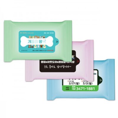 물티슈 제작 파스텔 3종 랜덤무광 물향기 물티슈 판촉물 10매용 대표이미지
