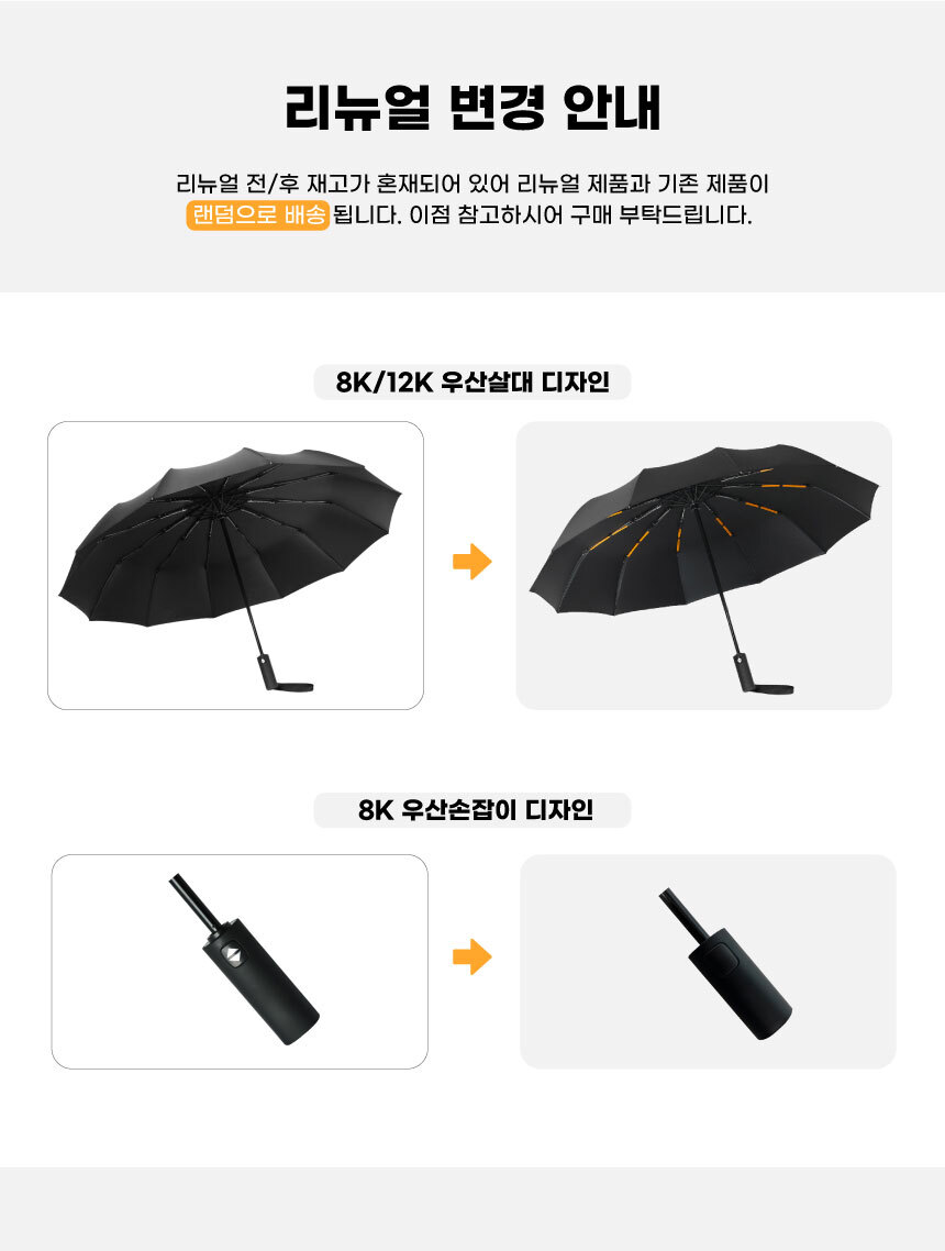 우산 홍보물 - 마카롱 3단자동우산 살대 8k 12k