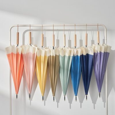 제작 몰리아 장우산 자동 예쁜 가벼운 파스텔 패션 16K 방수 튼튼한 우드 손잡이 경량 제작 대표이미지