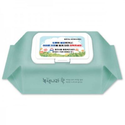 녹색나라 민트그린 휴대용 캡형 물티슈제작 50매 대표이밎