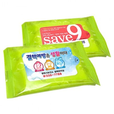 물방울그린 물티슈 판촉물 제작 15매 대표이미지