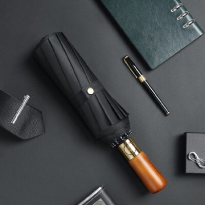 우산제작 그루브 12k 우드 손잡이 3단 완전자동 우산판촉물 대표이미지