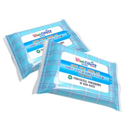 체크블루 물티슈 15매 홍보물품 제작 대표이미지