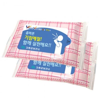 체크핑크 물티슈 15매 홍보물품 제작 대표이미지