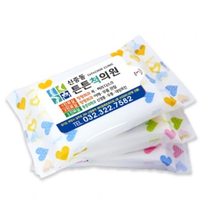 하트광고 3종 물티슈 15매 홍보물품 제작 대표이미지