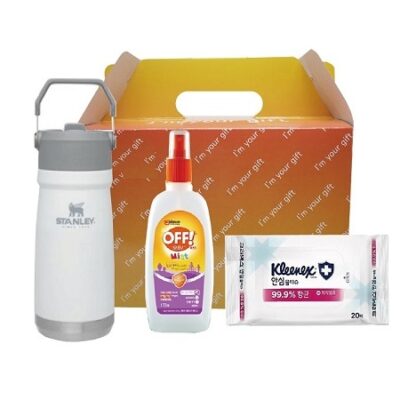 가족안심 3종세트 스탠리 텀블러 플립보틀650ml한국존슨 모기기피제크리넥스 안심물티슈 판촉물제작 대표이미지