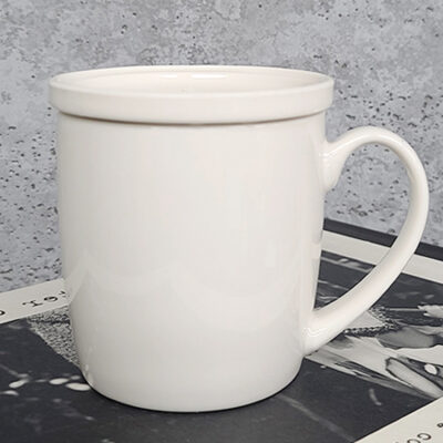 머그컵제작 국산 U자 백자 뚜껑 머그 대표이미지