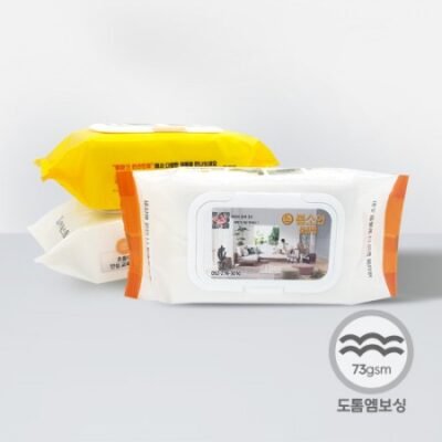 소량 비닐인쇄 홍보용 물티슈 제작 60매 73g 엠보싱 대표이미지
