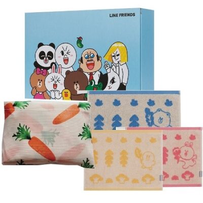 수건기념품 더블빅사이즈 시장가방 라인프렌즈 핸드선염타올세트2종 대표이미지