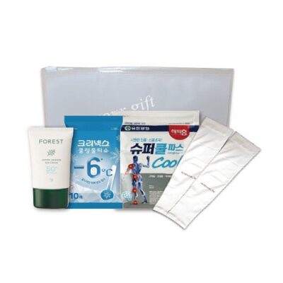 안심생활건강 쿨링세트 12호 기념품제작 쿨링물티슈 선크림 슈퍼쿨파스 쿨토시 대표이미지