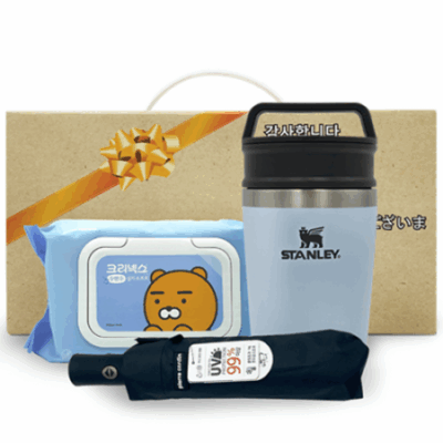 안심생활건강세트 34호 스탠리 텀블러 미니 머그컵완자동암막3단UV우산라이언물티슈 판촉물제작 대표이미지