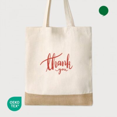 오코텍스인증 내츄럴쥬트 투톤 에코백주문제작 37x42cm 밑면없음 대표이미지