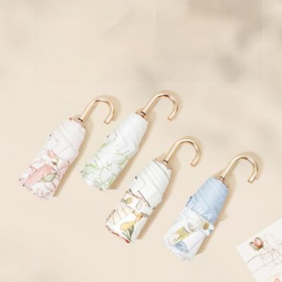 우산제작 로페리아 금색고리 손잡이 휴대용 양산 인쇄 대표이미지