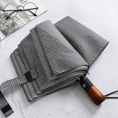 체크 우드 3단 완전자동 우산주문제작 대표이미지