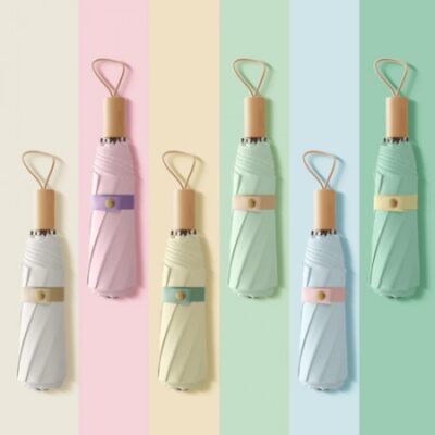 튼튼하고 가벼운 파스텔 원목 3단 양우산 판촉물제작 대표이미지