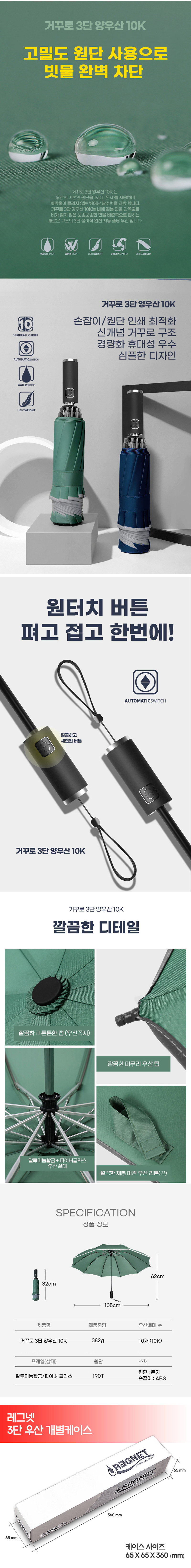 우산답례품 제작 실속형 거꾸로 3단 양우산 10k 상세이미지 2